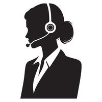 Customer Service Representative Silhouette Illustration with Headset vector