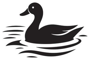 Duck swimming in the lake silhouette illustration design template vector