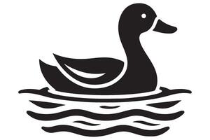 Silhouette Duck Floating On Water Pond Design For Nature vector