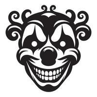 Creepy Clown Face Silhouette Illustration with Evil Smile vector