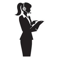 Customer Service Representative Silhouette Illustration Consulting Document vector