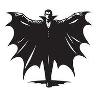 Silhouette Dracula Vampire Illustration with Spreading Wings vector
