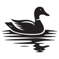 Beautiful Duck Silhouette Illustration Swimming in Water Design vector