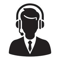Silhouette Customer Service Support Professional Illustration Using Headset vector