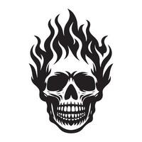 silueta ardiente cráneo ilustración gráfico para intenso diseños vector
