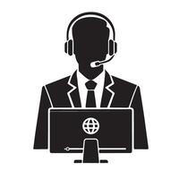 Technical Support Silhouette Professional IT Support with Global Network vector