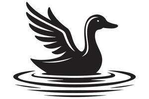 Elegant Duck Silhouette Floating Peacefully on the Water Art vector