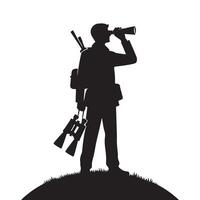 Scout with Binoculars Silhouette Exploring New Territory vector