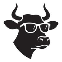 Cool cow with sunglasses art illustration image design vector