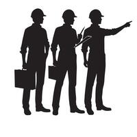 Construction workers silhouette illustration for engineering project planning vector