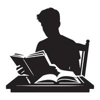 Silhouette Man Reading a Book Illustration for Education and Learning vector