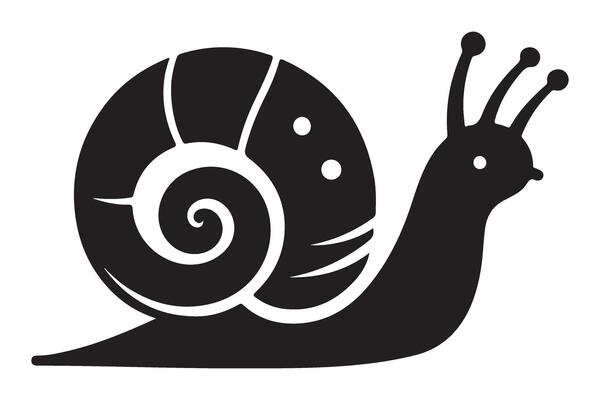 Snail Silhouette Illustration of Slow Moving Mollusk Animal