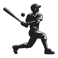 Baseball player silhouette swinging bat with intense focus and power vector