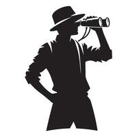 Intrepid Prospector Silhouette Using Binoculars Scanning the Horizon vector