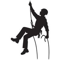 Silhouette of Person Rappelling Down A Cliff Face Illustration vector