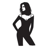 Stylish Female Silhouette in Jumpsuit Art Graphic Design vector