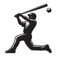 Baseball Player Silhouette Image Hitting Ball with Full Force vector