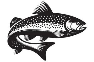 Detailed Trout Fish Silhouette Graphic Art Design vector