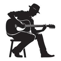 Silhouette Musician Playing Guitar Illustration for Music Lovers vector