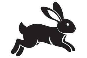 Rabbit hopping silhouette simple animal illustration design element vector