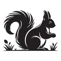 Squirrel silhouette enjoying its natural habitat with playful curiosity vector