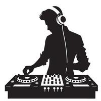 Cool DJ Silhouette Mixing Music Party Vibes and Entertainment vector