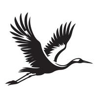 Elegant Crane Silhouette Graphics Image Bird Flying Style vector