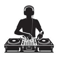 Silhouette of DJ at Turntable Creating Music and Entertainment Experience vector
