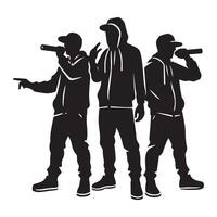 Dynamic hip hop group silhouette art for music event design vector