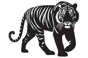 Tiger Silhouette Image Capturing Strength and Grace vector