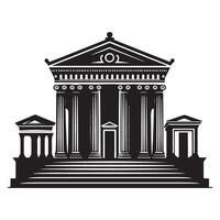 Ancient Greek Temple Silhouette Illustration Historical Architecture Design vector