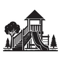 Playground Silhouette with Slide and Tower for Children's Fun Activity vector