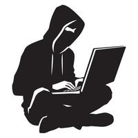 Hacker Silhouette Illustration Cyber Security Digital Crime Concept vector