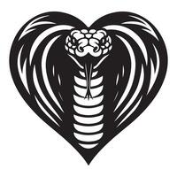 Cobra snake silhouette in heart shape venomous and dangerous predator vector