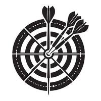 Silhouette Darts hitting bullseye illustration image for target achievement vector
