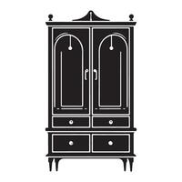 Silhouette of a Classic Armoire Cabinet Wardrobe Illustration for Home Decor vector