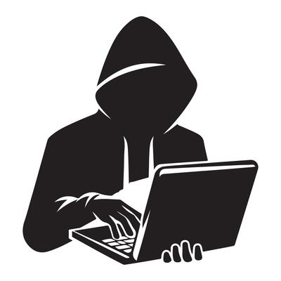 Anonymous Hacker Silhouette with Laptop Security Threat Art