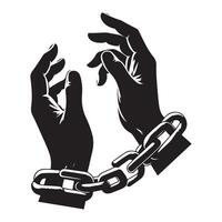 Silhouette of Hands with Chains Design Depicting Freedom or Bondage vector
