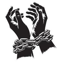 Chained Hands Silhouette Illustration for Freedom and Captivity Concepts vector