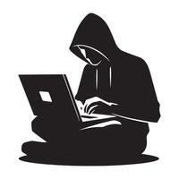 Hacker Silhouette Illustration Anonymous Computer User Art Design vector