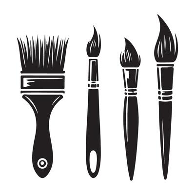 Collection of Black Paint Brushes Illustration for Artistic Projects