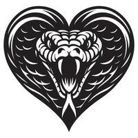 Aggressive Cobra Silhouette Illustration Inside A Heart Shape Design vector