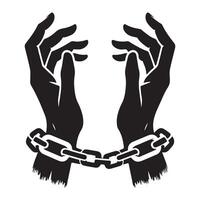 Chained Hands Silhouette Symbolizing Restriction and Fight for Freedom vector