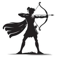 Dynamic Archer Silhouette Illustration Ready to Launch Arrow vector