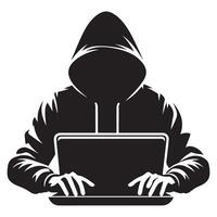 Hacker Silhouette Illustration Design for Cybersecurity Concepts vector