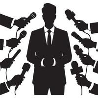 Press Conference Silhouette for Media and Public Relations Event vector