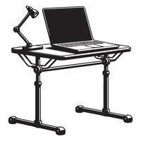 Ergonomic Desk With Adjustable Lamp and Laptop Workspace Illustration vector