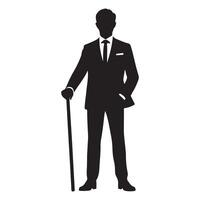 Elegant Gentleman Silhouette with Cane for Classic Design Inspiration vector