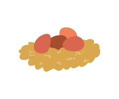 Hand-drawn illustration of a bird's nest with eggs. Ideal for Easter, nature, and wildlife concepts vector