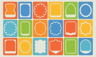 Colorful geometric shapes and patterns in retro squares vector